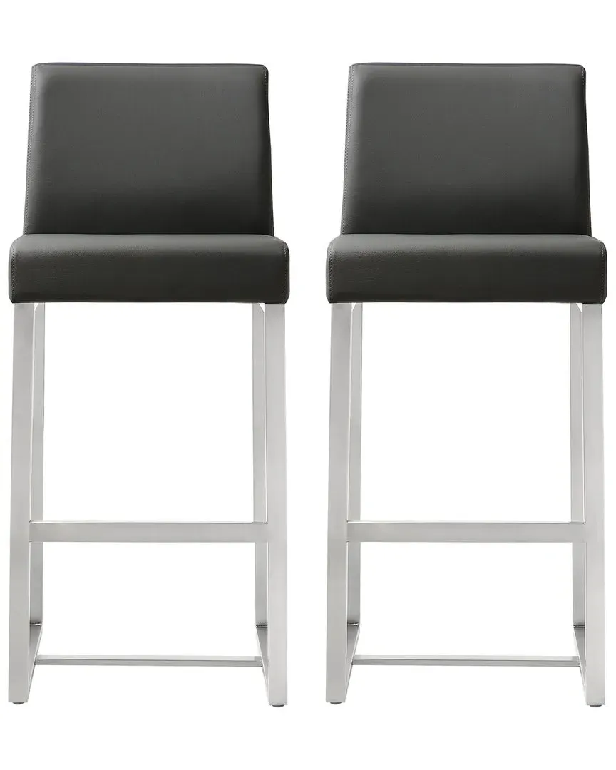 Denmark Set of 2 Counter Stools - Grey, Steel