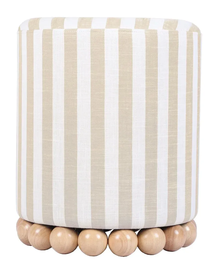 Dex Striped Ottoman - Beige, Linen image