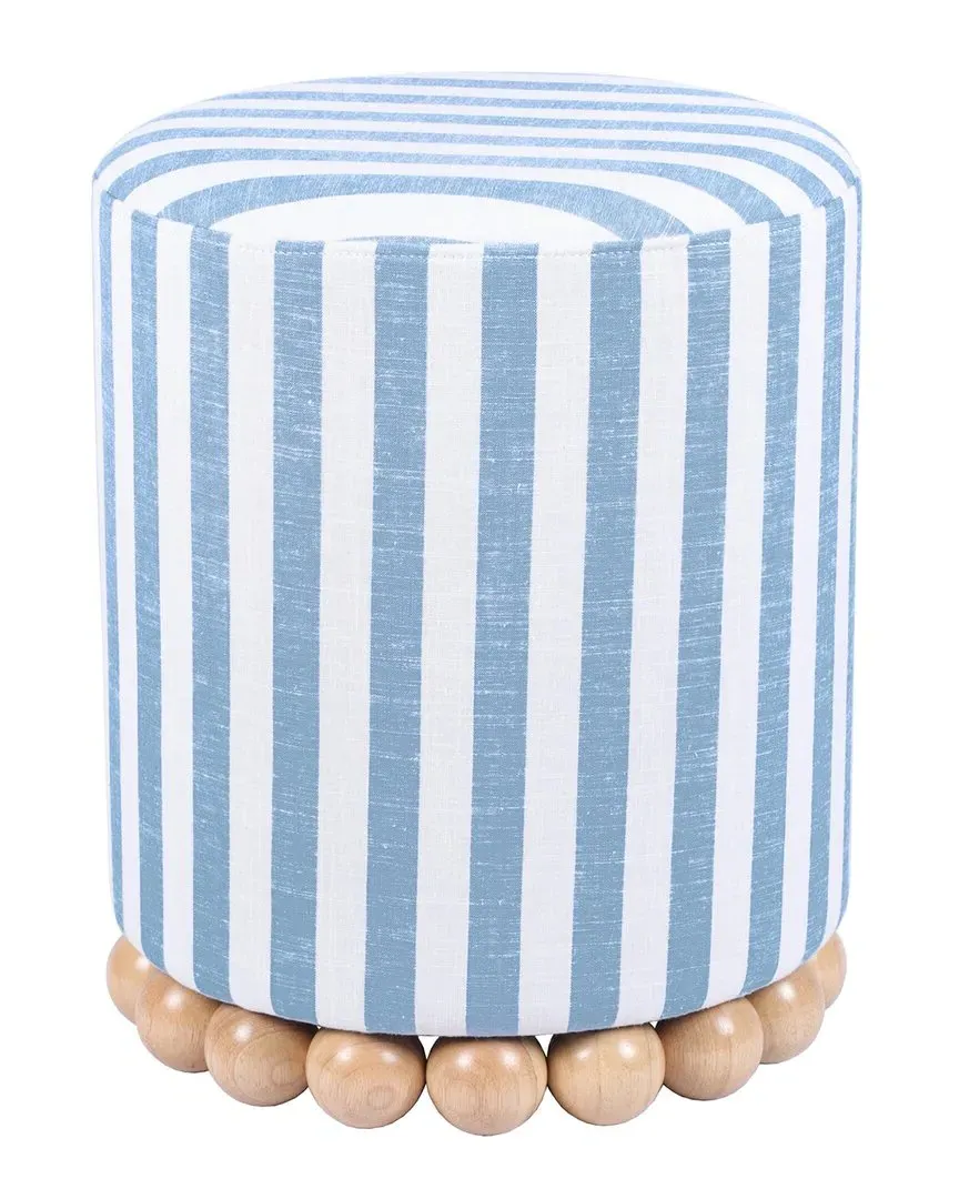Dex Striped Ottoman - Blue, Linen