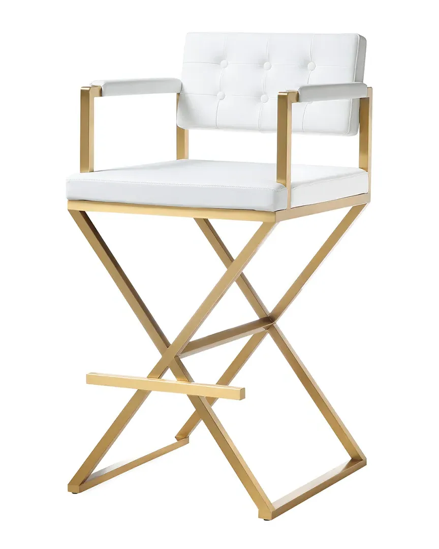 Director Barstool - White Gold, Steel