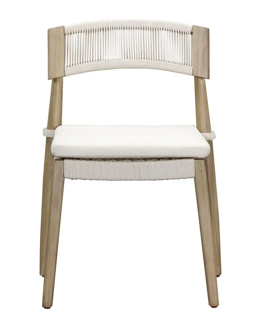 Gata Outdoor Dining Chair Set of 2 - Cream, Eucalyptus