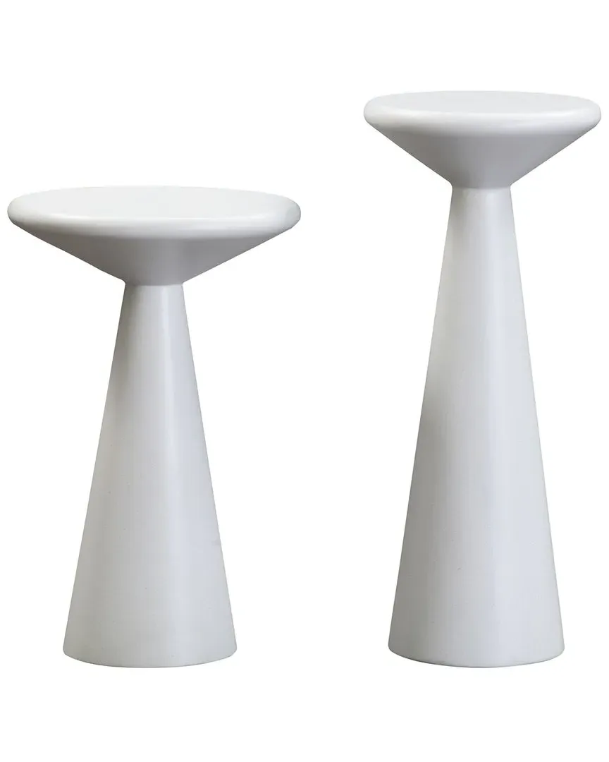Gianna Set of 2 Accent Tables - White, Concrete image