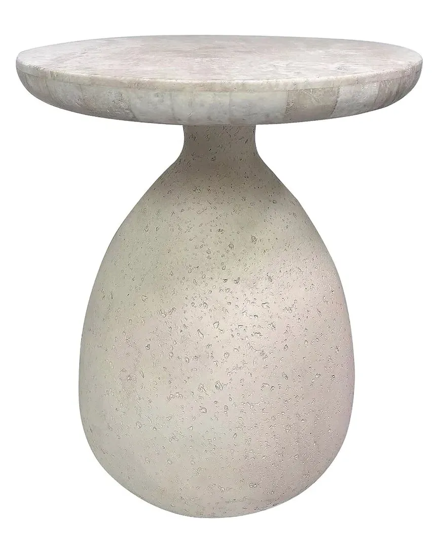 Gina Round Side Table - Cream, Travertine image