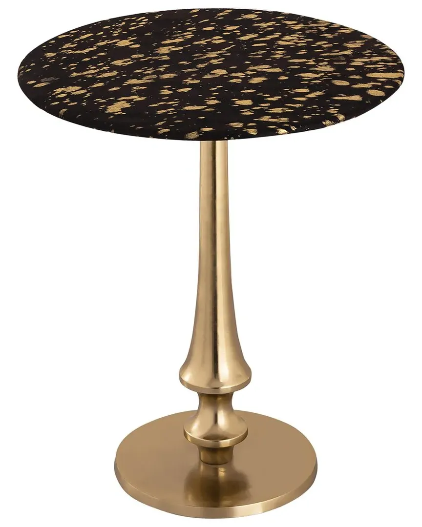 Goat Hide Side Table - Black, Gold image