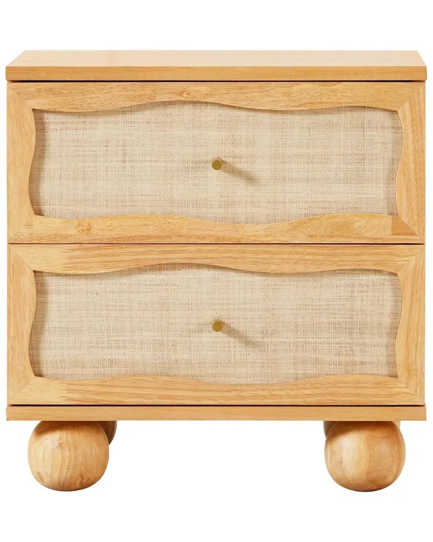 Grappa Wavy Nightstand - Natural, Wood & Rattan image