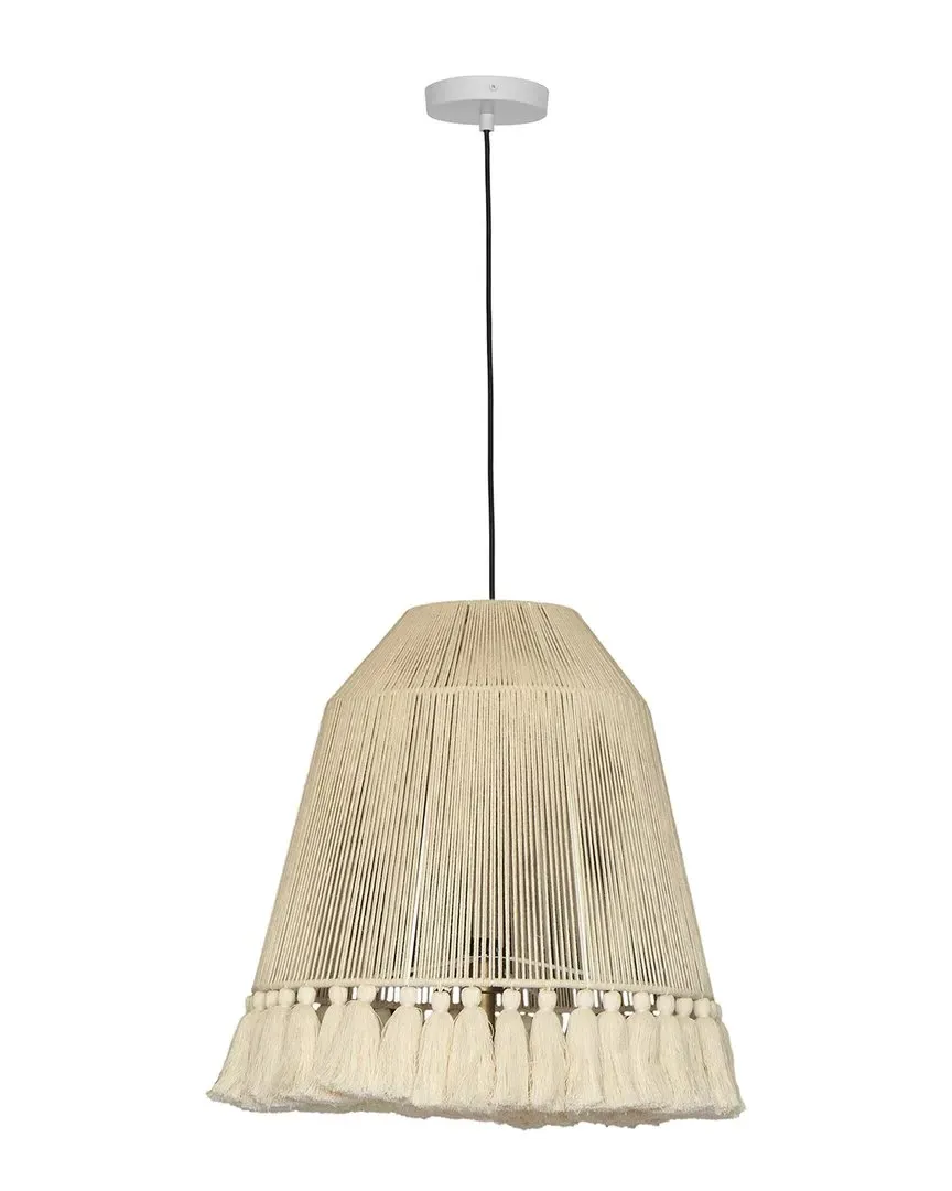 Helen Tasseled Pendant Lamp - White, Cotton image