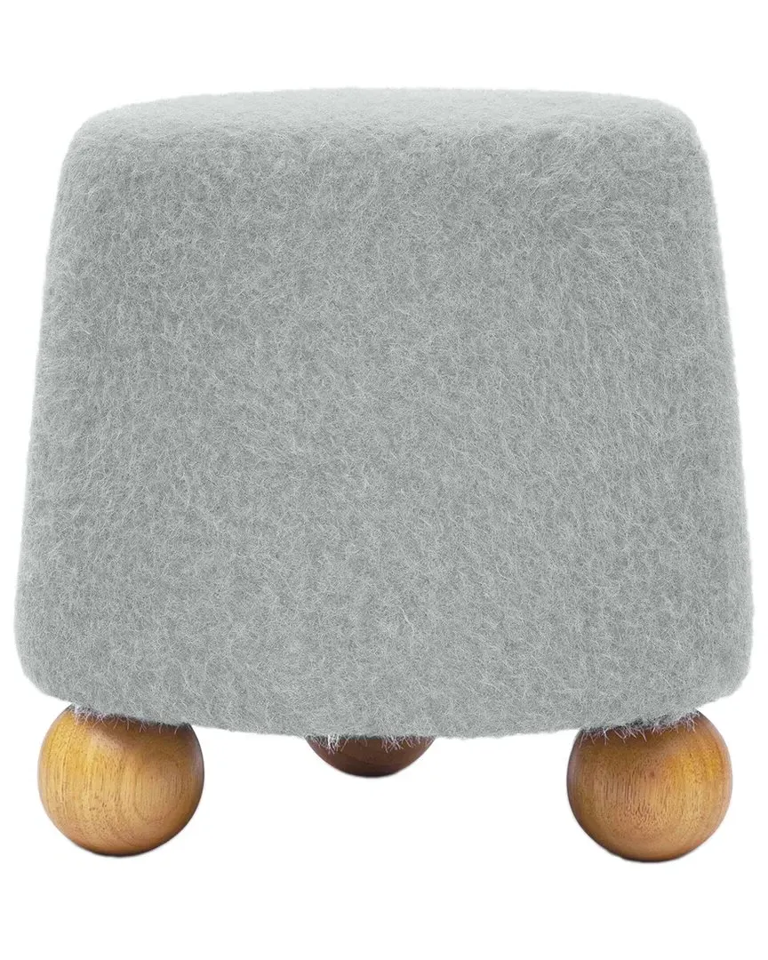 Jaine Soft Ottoman - Grey, Faux Mohair