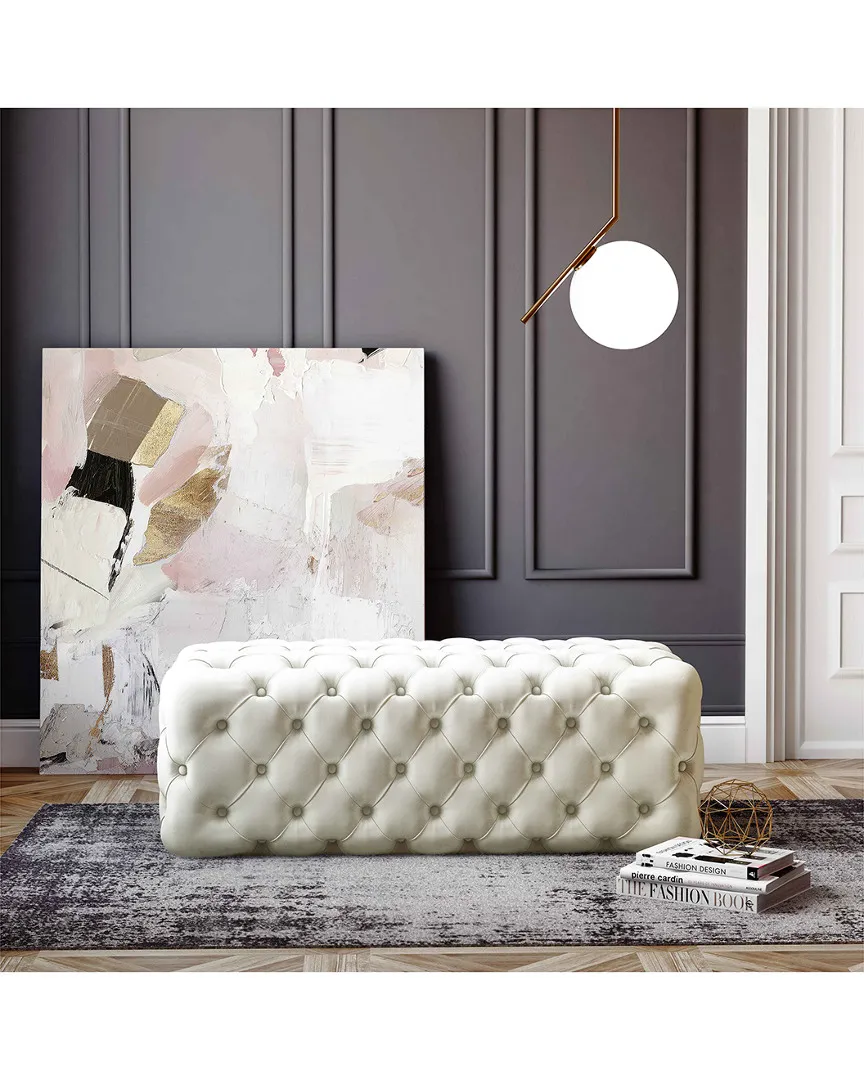 Kaylee Jumbo Ottoman - Cream Velvet