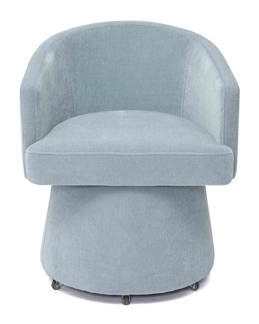 Kristen Faded Upcycled Chenille Rolling Desk Chair - Blue image