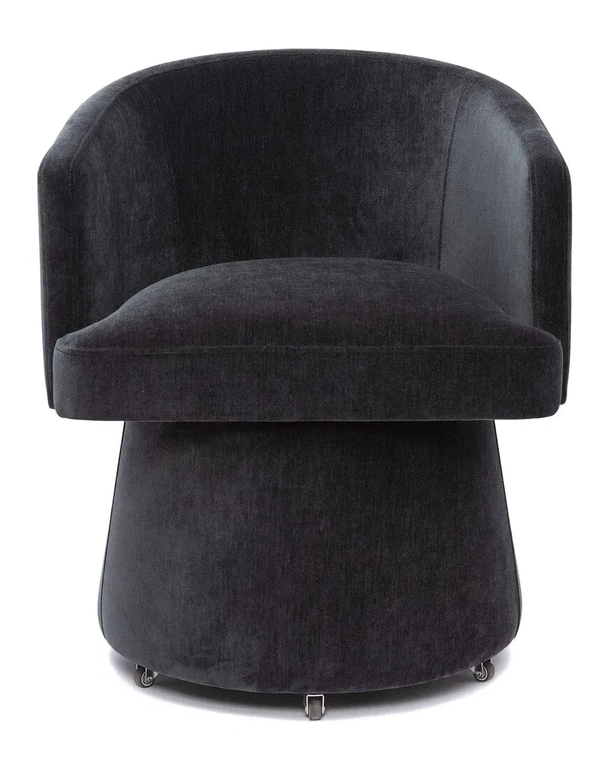 Kristen Upcycled Chenille Rolling Desk Chair - Black