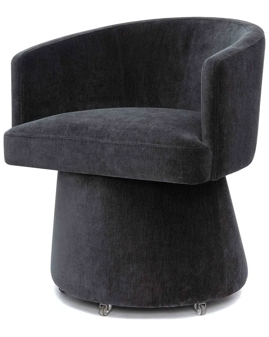 Kristen Upcycled Chenille Rolling Desk Chair - Cream