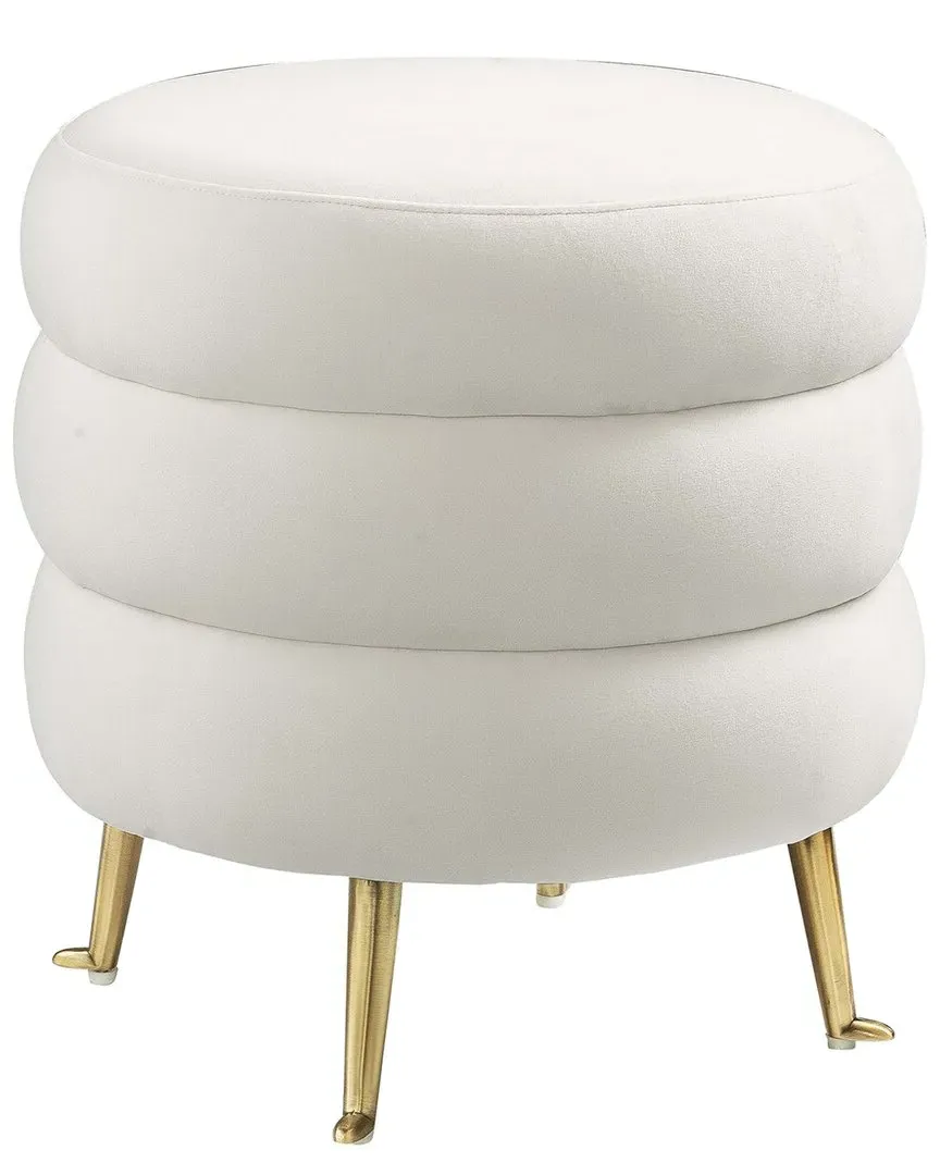 Ladder Velvet Ottoman - Cream image
