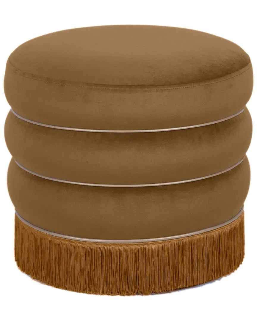 Lakka Velvet Ottoman - Brown image