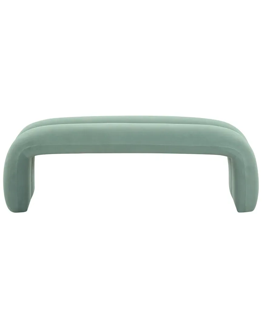 Leigh Channeled Bench - Green, Velvet
