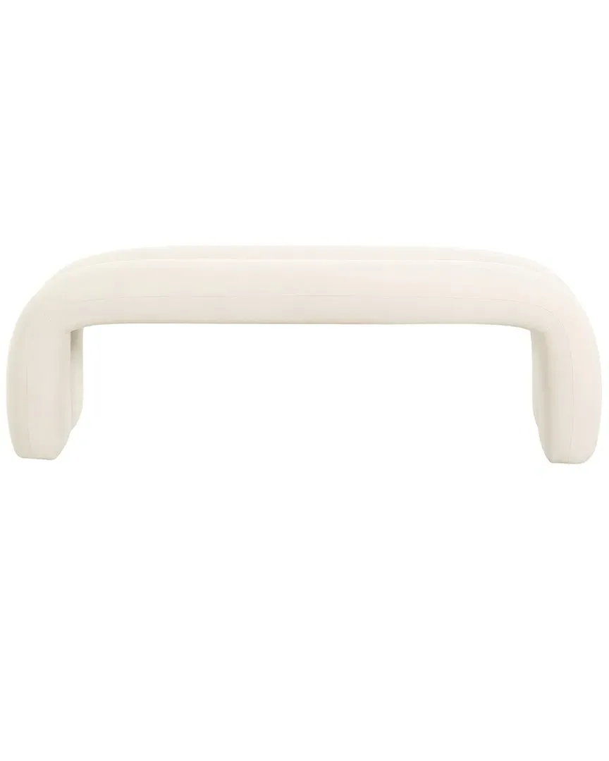 Leigh Channeled Bench - White, Velvet