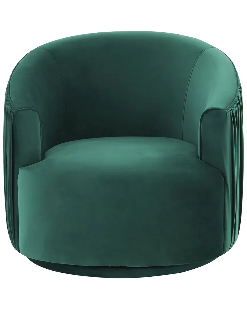 London Pleated Swivel Chair - Green, Velvet image