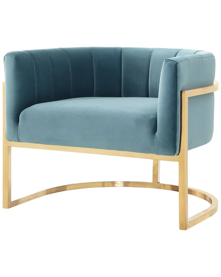 Magnolia Chair with Gold Base - Sea Blue, Velvet image