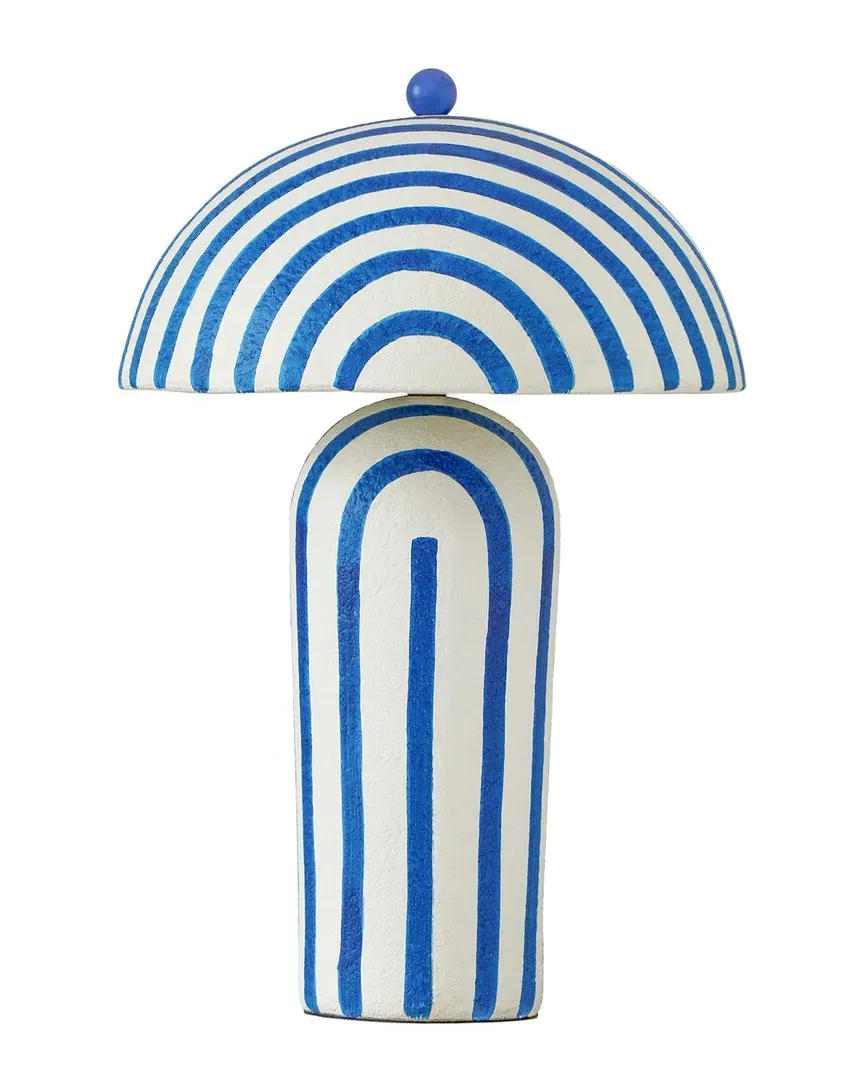 Maiori Striped Table Lamp - Blue, Papier Mache image