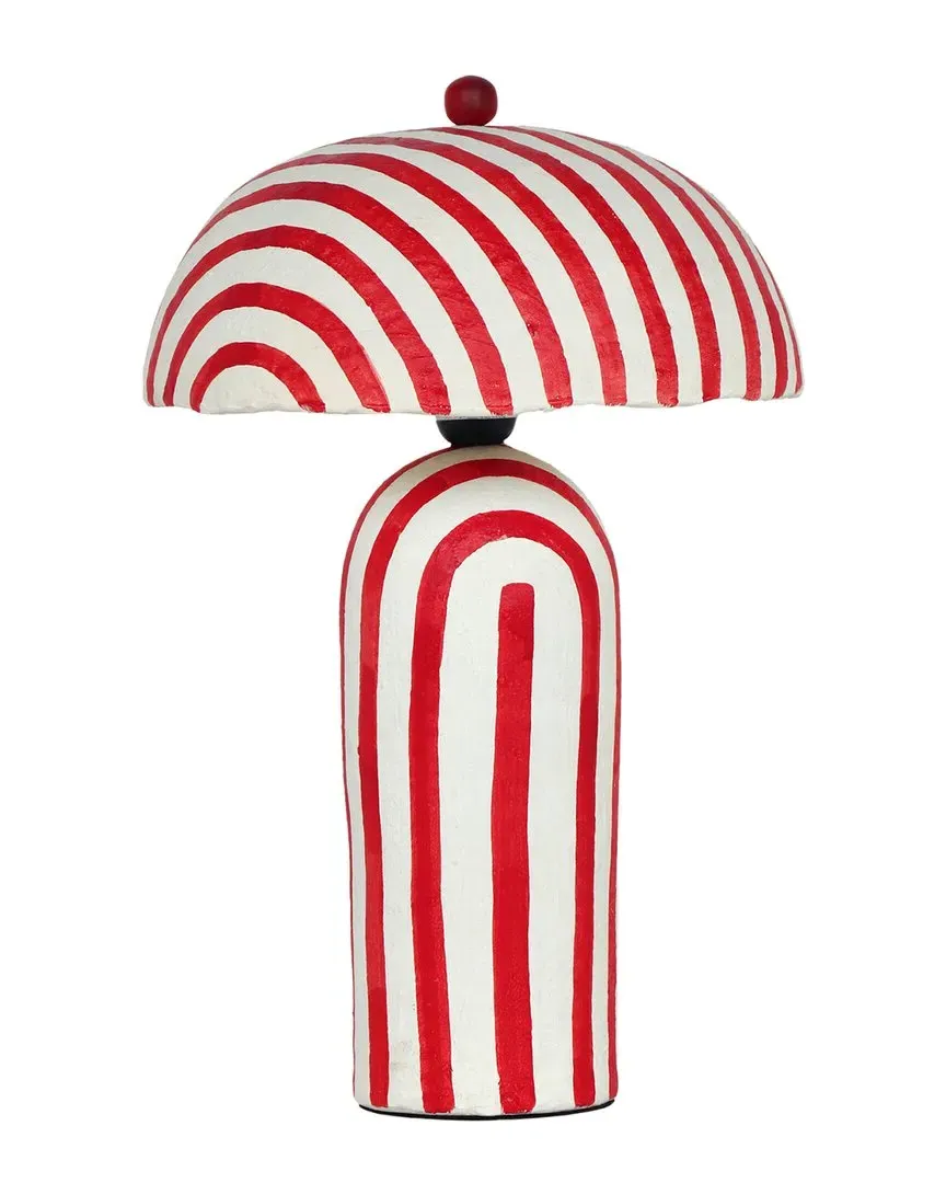Maiori Striped Table Lamp - Red, Papier Mache