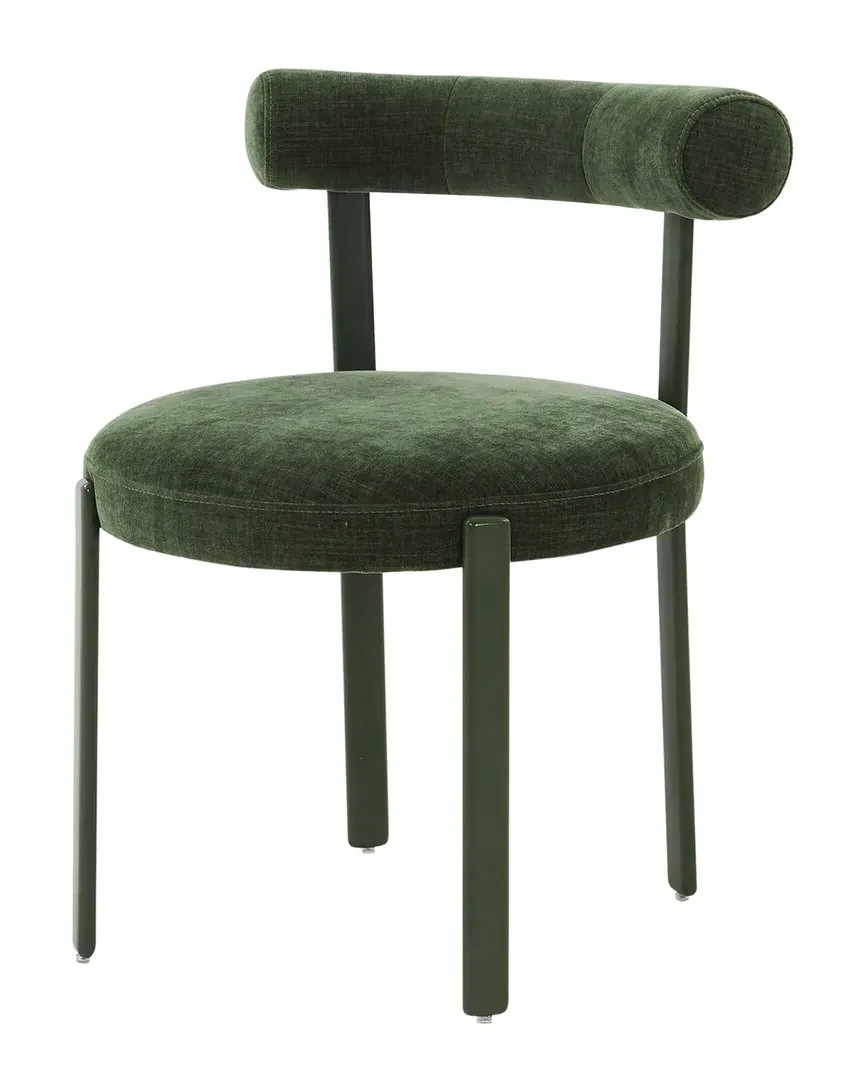 Margaret Textured Velvet Bolster Back Dining Chair - Green