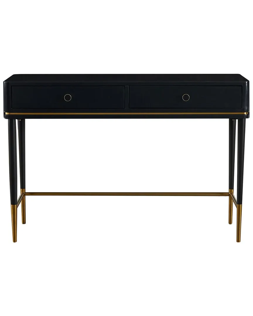 Mariah 2-Drawer Desk with Gold Inlay - Black, MDF