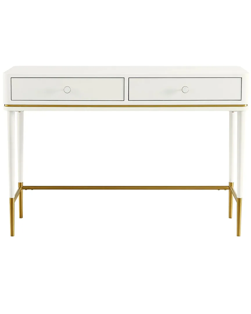 Mariah 2-Drawer Desk with Gold Inlay - Cream, MDF image