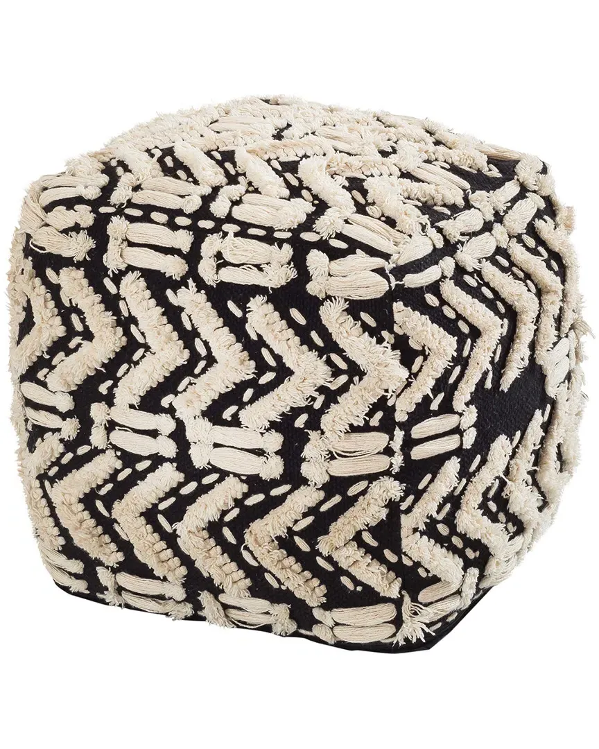 Mariel Cotton Pouf - Black image