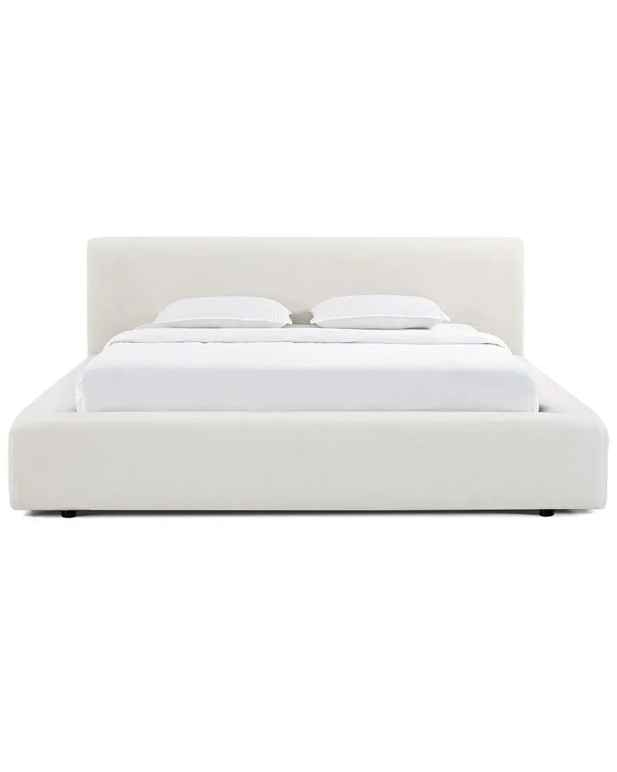 Meena King Size Storage Bed with Hydraulic Lift - Cream, Linen