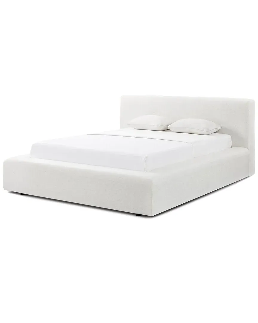 Meena Queen Size Storage Bed with Hydraulic Lift - Cream, Linen image