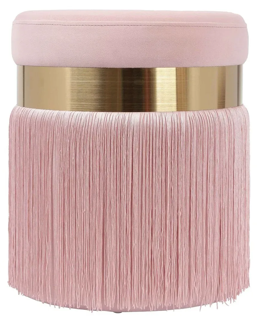 Melody Tasseled Ottoman - Blush, Velvet image