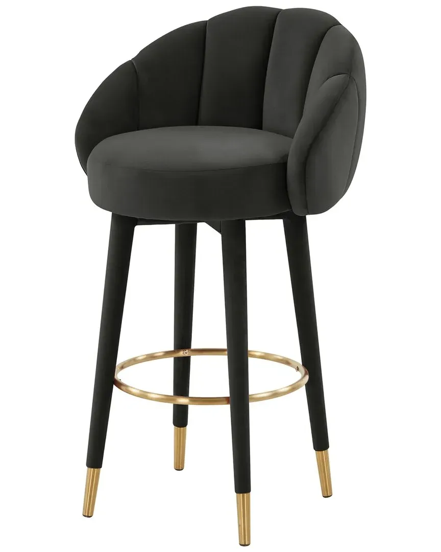 Myla Swivel Bar Stool - Black, Velvet