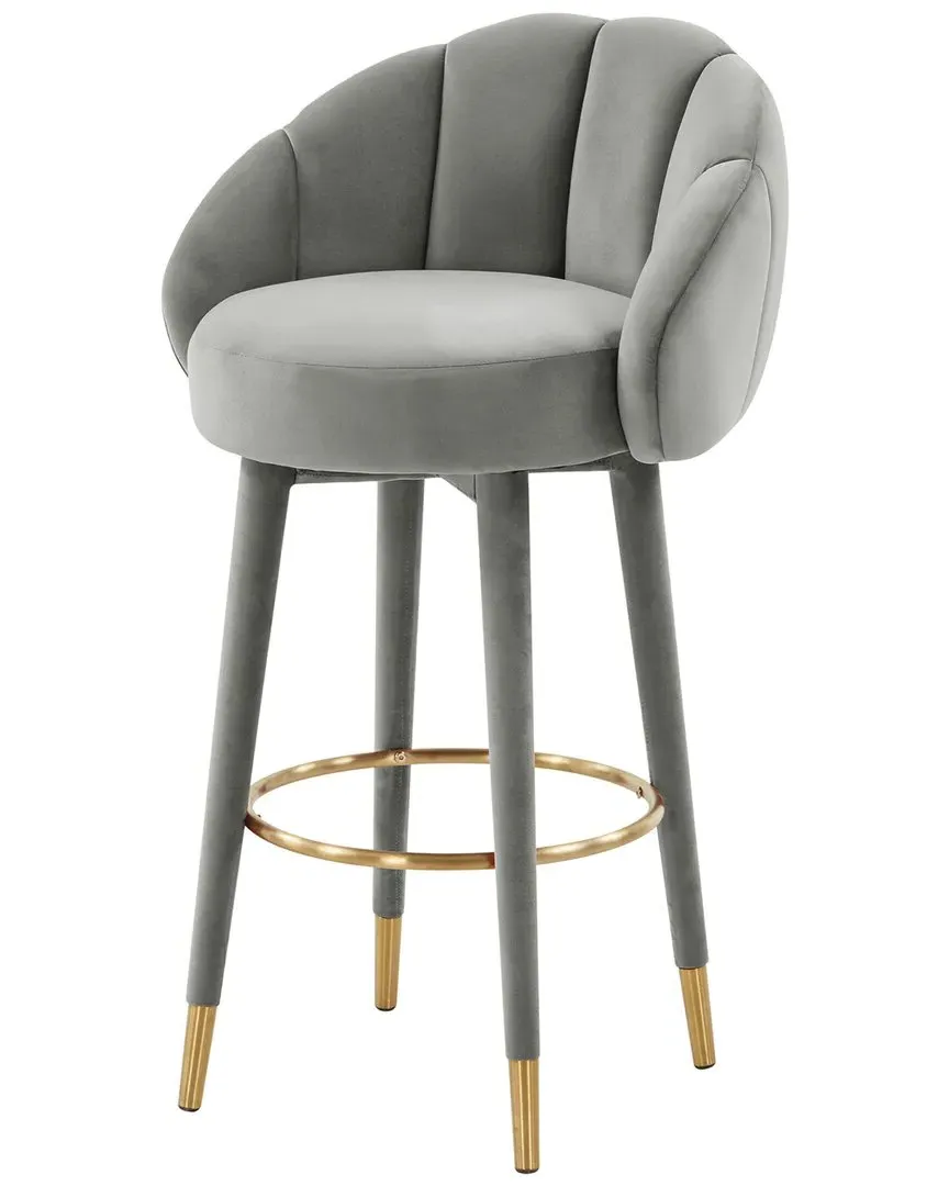 Myla Swivel Bar Stool - Grey, Velvet
