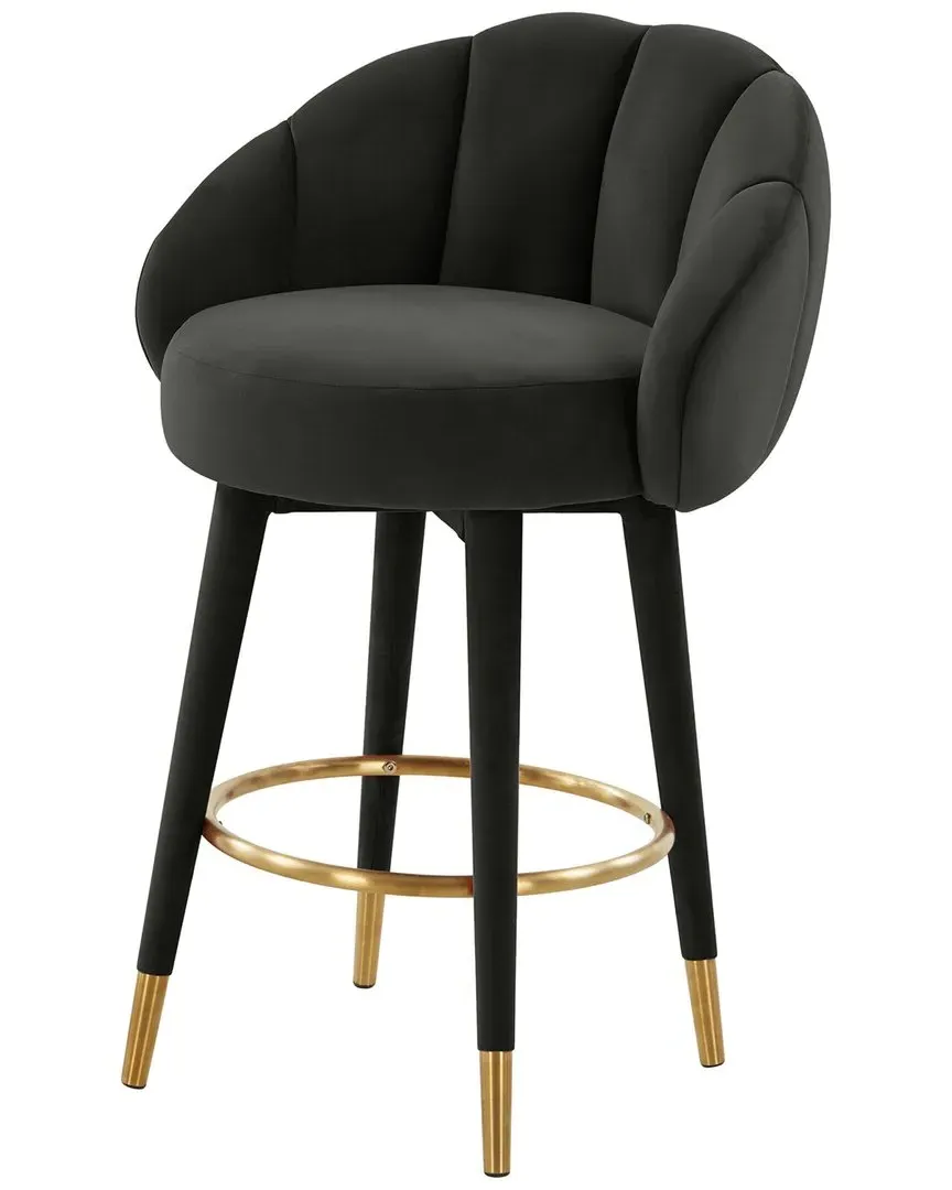 Myla Swivel Counter Stool - Black, Velvet image