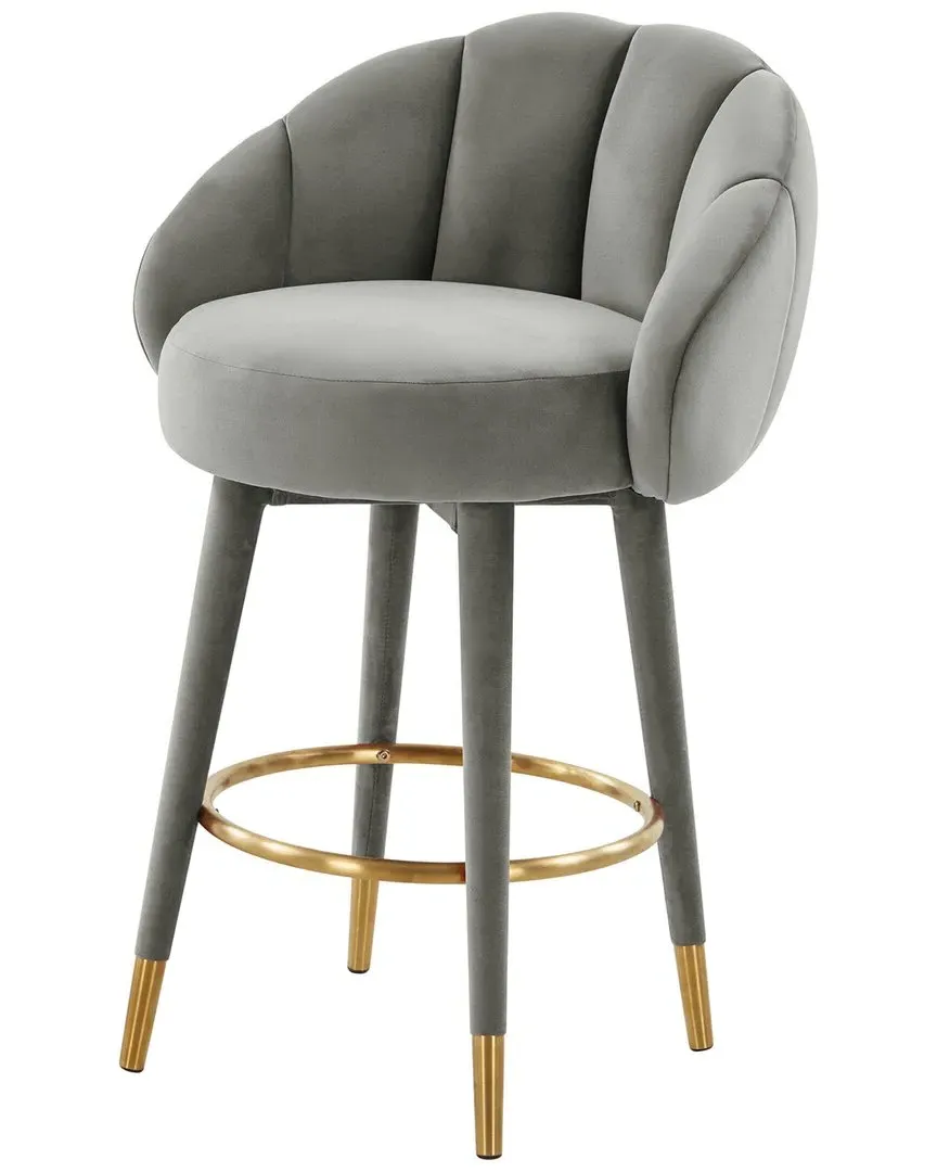 Myla Swivel Counter Stool - Grey, Velvet