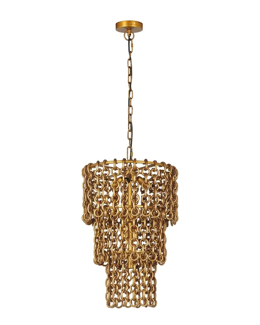 Nirsa Chain Link 3-Tier Chandelier - Gold, Brass image