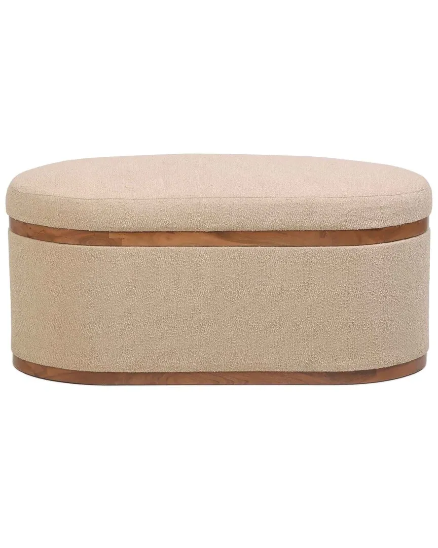 Olivier Oval Storage Ottoman - Ivory, Boucle image