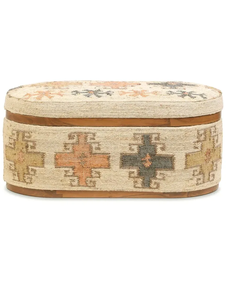 Olivier Oval Storage Ottoman - Multicolor, Cotton