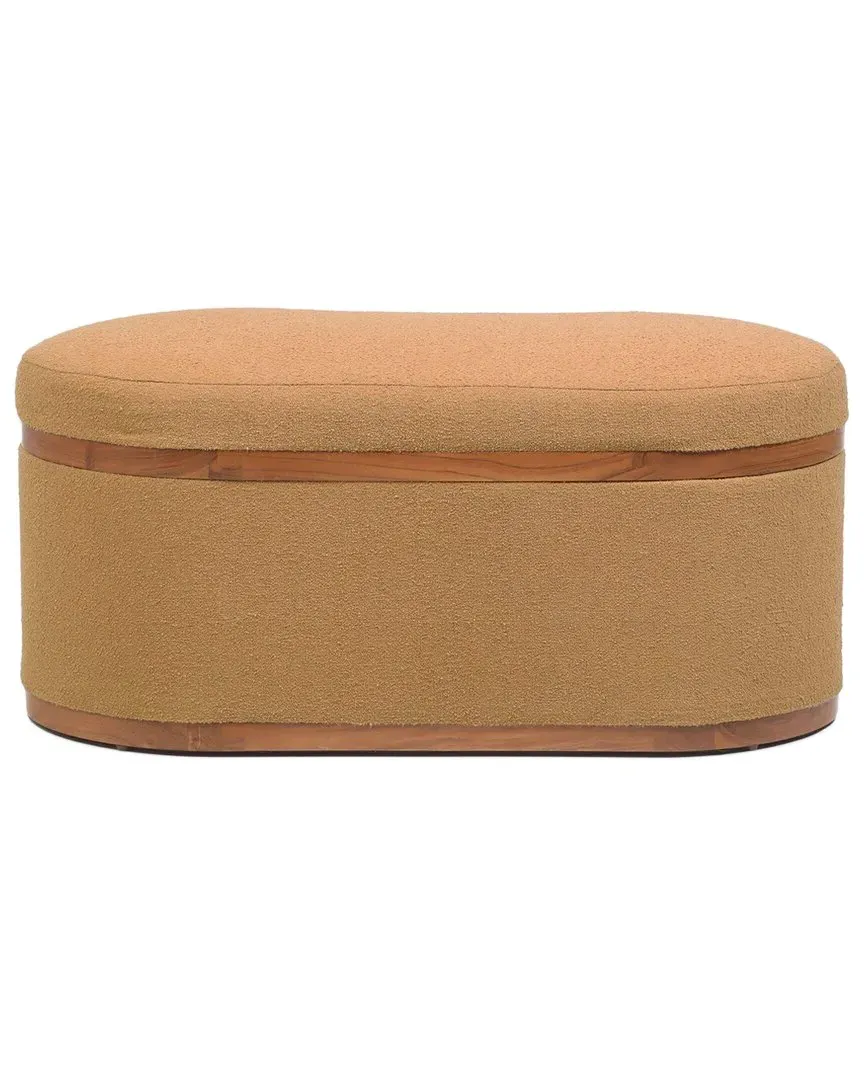 Olivier Oval Storage Ottoman - Peach, Boucle