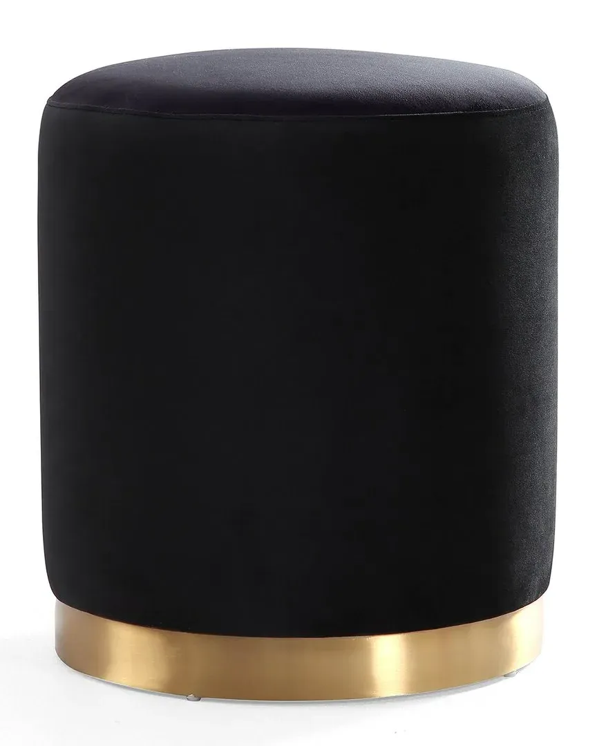 Opal Velvet Ottoman - Black