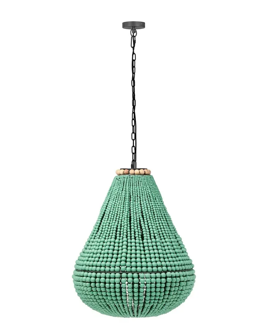 Palani Wooden Bead Chandelier - Green image