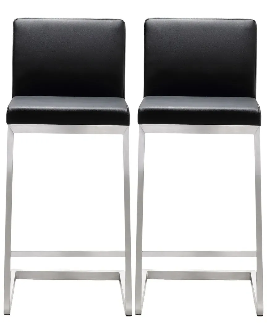 Parma Set of 2 Counter Stools - Black, Vegan Leather image