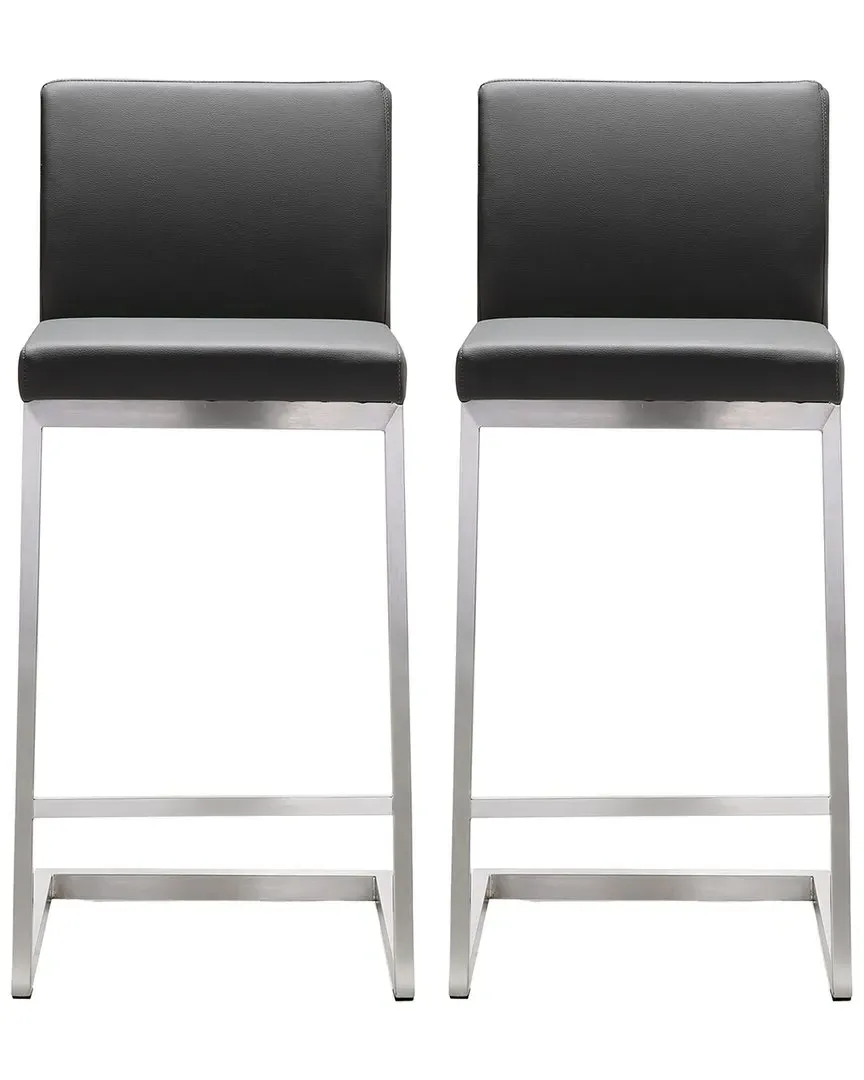 Parma Set of 2 Counter Stools - Grey, Vegan Leather