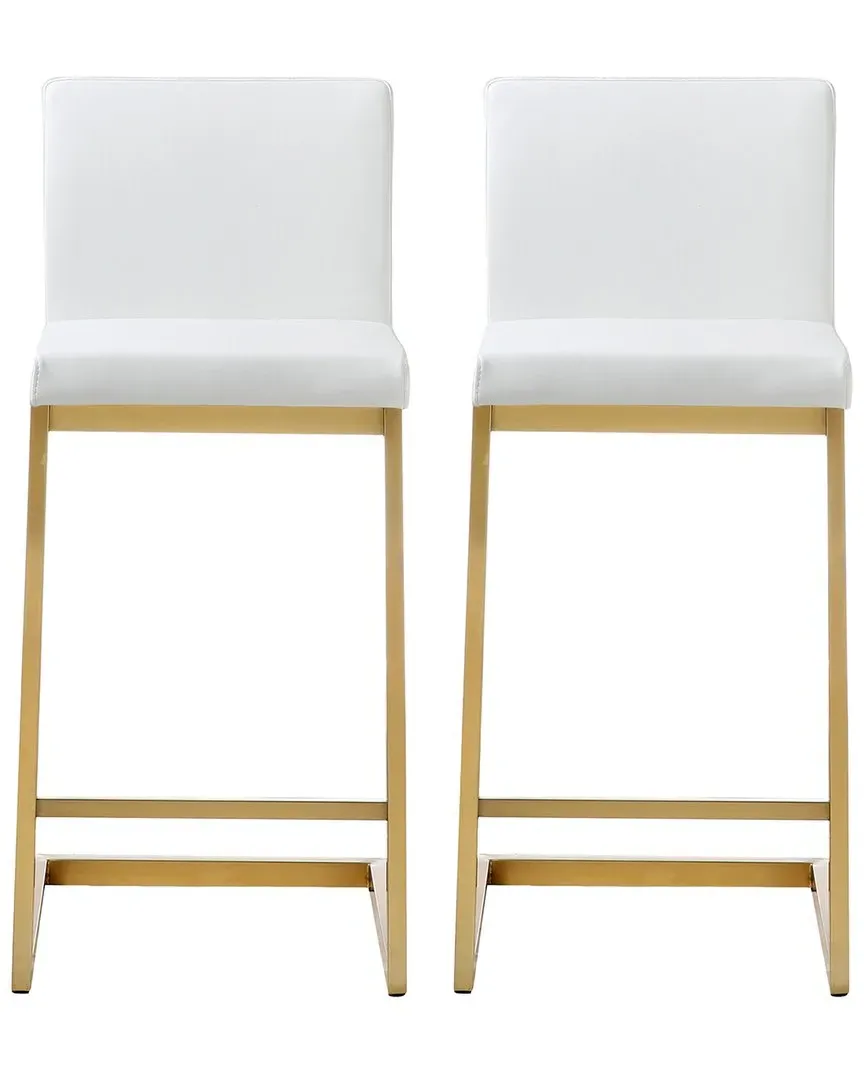 Parma Set of 2 Counter Stools - White, Vegan Leather
