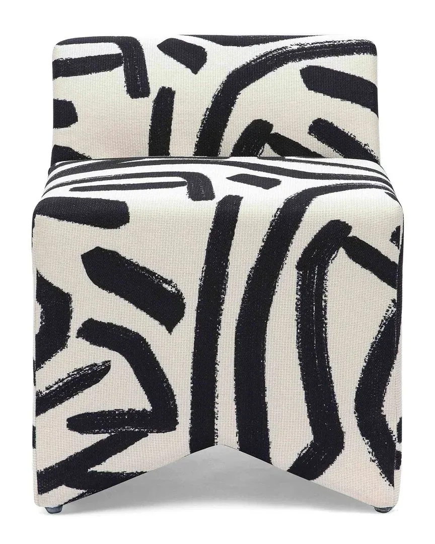 Pippa Brushstroke Print Stool - Black and White image