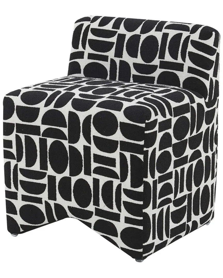 Pippa Geometric Jacquard Weave Stool - Black image
