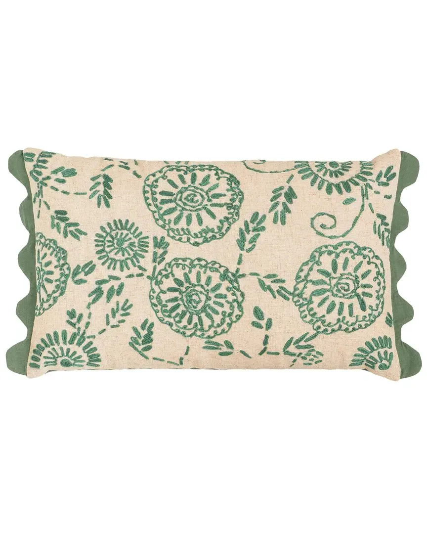 Portia Embroidered Accent Pillow - Aqua, Cotton image