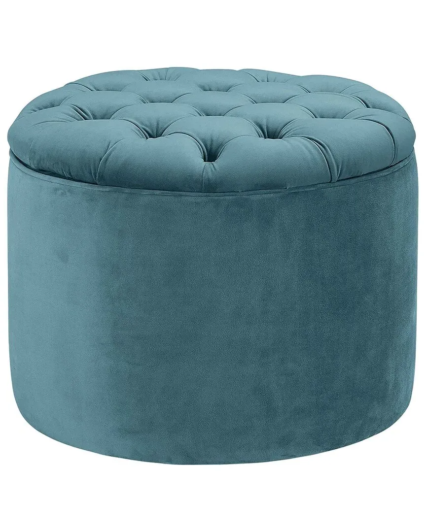 Queen Storage Ottoman - Sea Blue, Velvet image