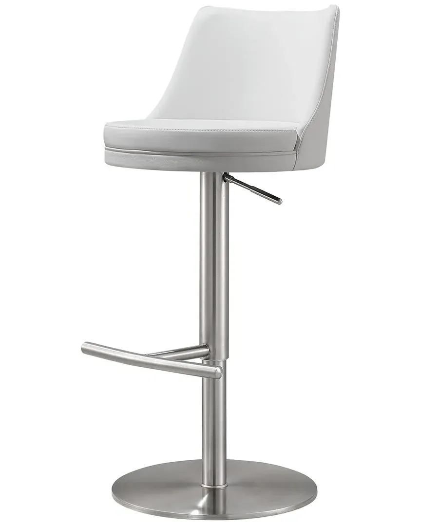 Reagan Adjustable Stool - White, Vegan Leather