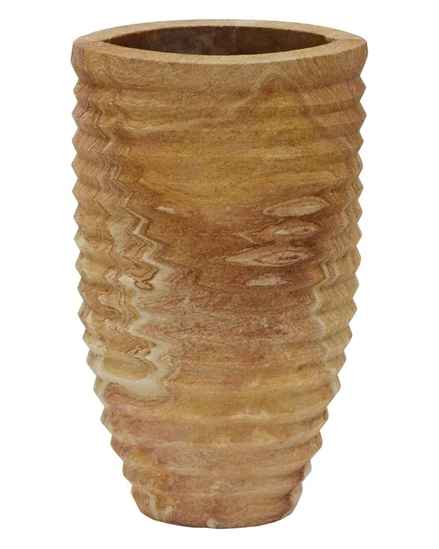 Saava Ribbed Stone Vase - Beige, Sandstone