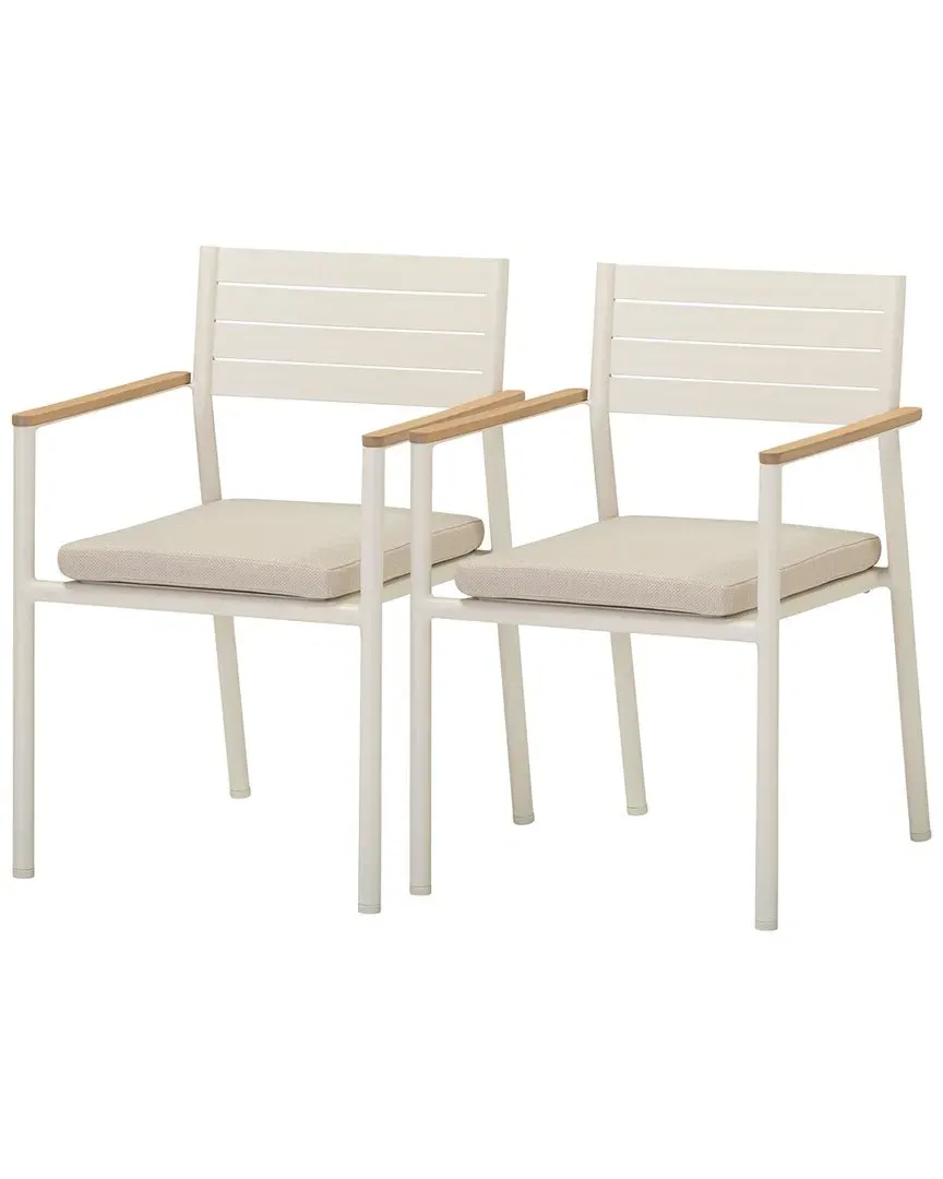 Sardinia Outdoor Dining Chairs Set of 2 - Cream, Eucalyptus image